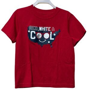 Boy's Red 4th July T-Shirt Size 5T Red White & Cool Graphic Print